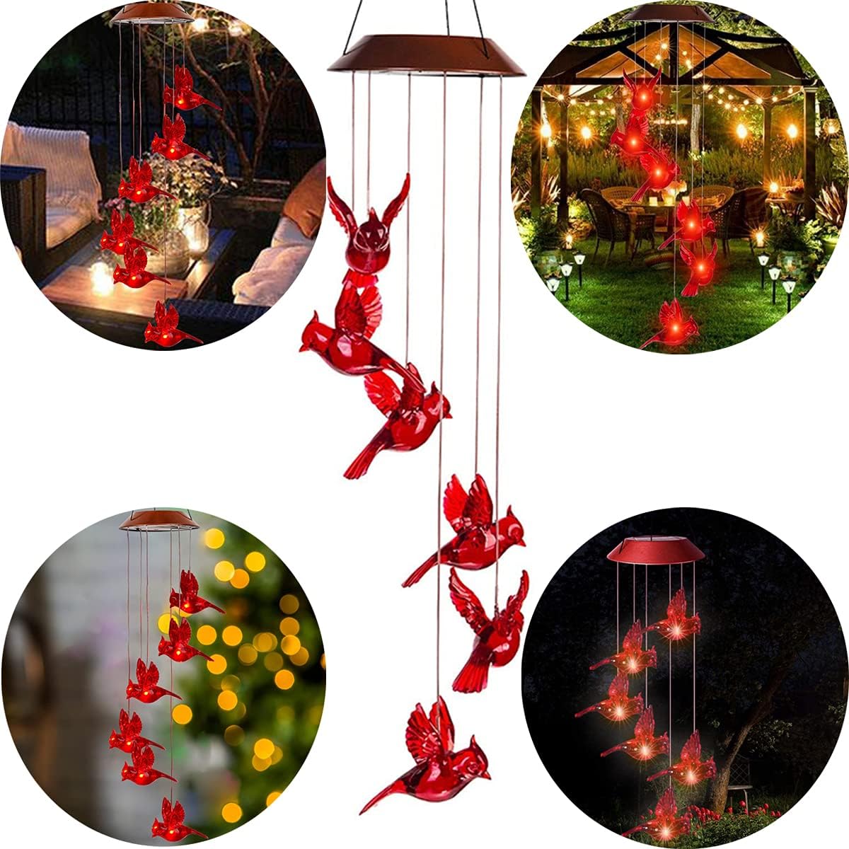 🔥2026 New Model🔥-🐦Solar Cardinal Bird Bell Lights, Outdoor Garden Decor