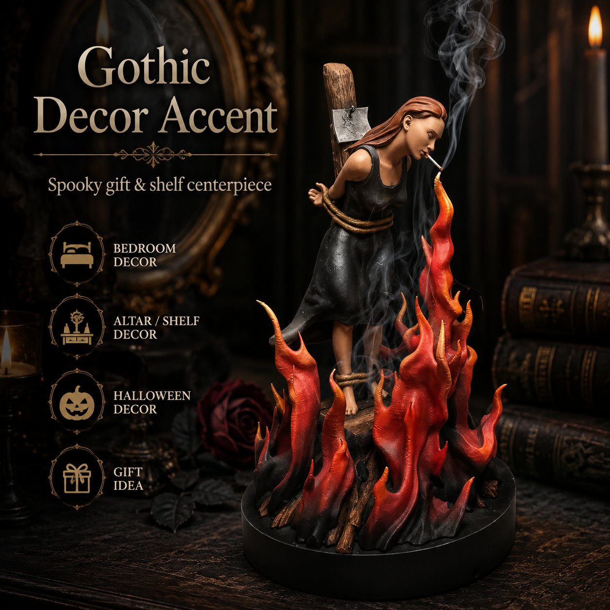 🧙♀️Witch Burn Sculpture Backflow Incense Burner | Gothic Art Incense Holder