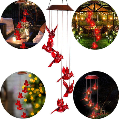 🔥2026 New Model🔥-🐦Solar Cardinal Bird Bell Lights, Outdoor Garden Decor