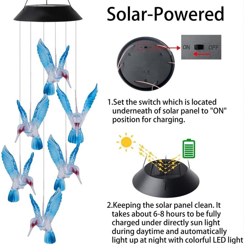 🔥2026 New Model🔥 -🦋✨ Enhance Your GardenCreative Bird Design Solar Wind Chimes