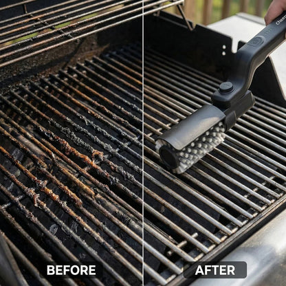 Cheeroll®BBQ Grill Cleaner — As Seen on TV! — Cordless, Rechargeable Grill Cleaning Tool, Featuring a 350 RPM Stainless Steel Roller and LED Light