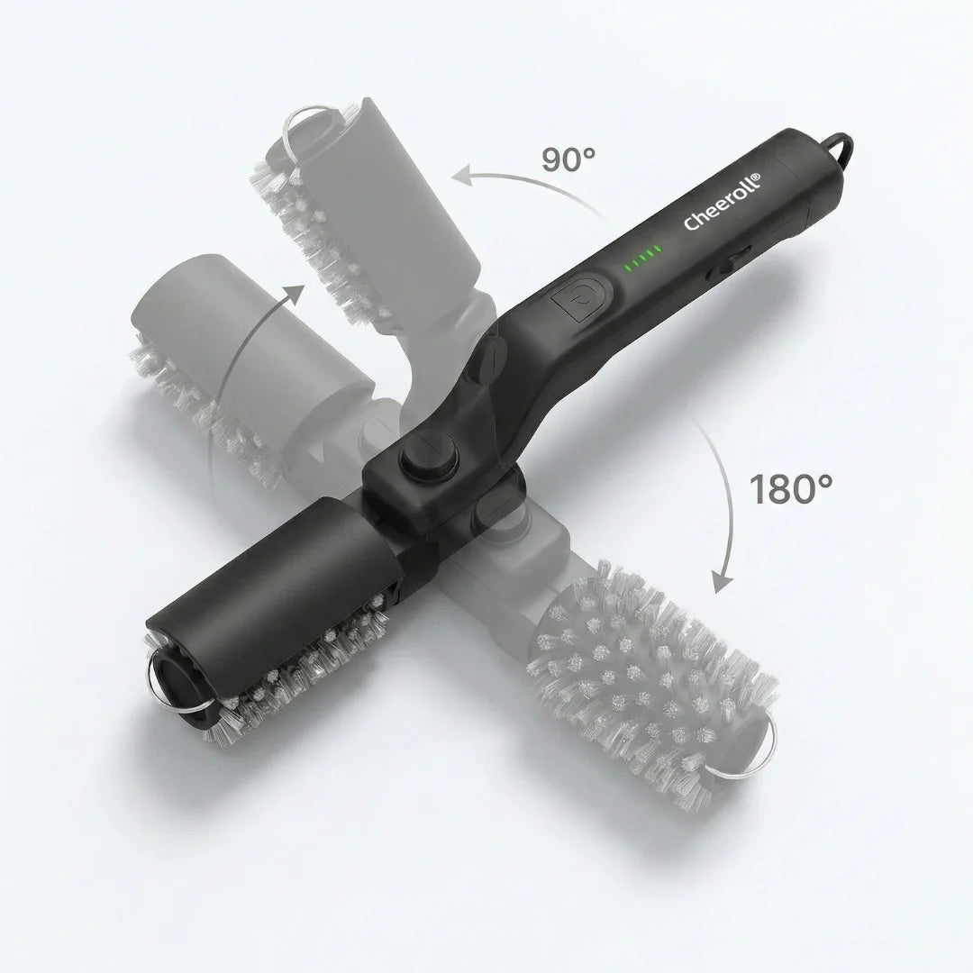Cheeroll®BBQ Grill Cleaner — As Seen on TV! — Cordless, Rechargeable Grill Cleaning Tool, Featuring a 350 RPM Stainless Steel Roller and LED Light