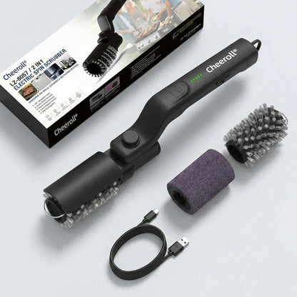 Cheeroll®BBQ Grill Cleaner — As Seen on TV! — Cordless, Rechargeable Grill Cleaning Tool, Featuring a 350 RPM Stainless Steel Roller and LED Light