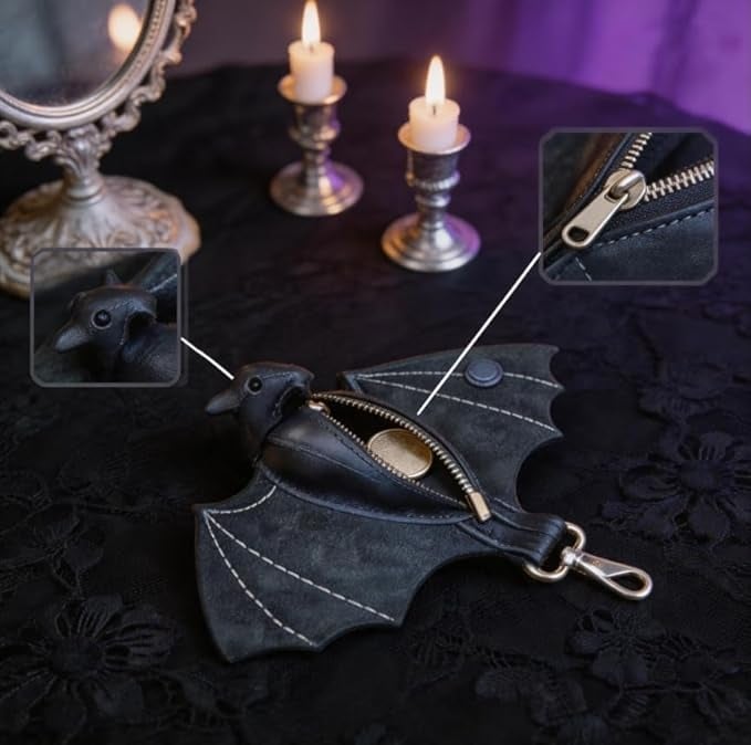 🔥2026 New Model🔥-Gothic Design Leather Bat Coin Purse🦇