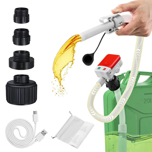 ⛽Automatic Fuel Transfer Pump with Auto-Stop, 51" Long Hose, Battery or USB-C Powered Portable Gas Pump for Gasoline, Diesel, Oil & Water