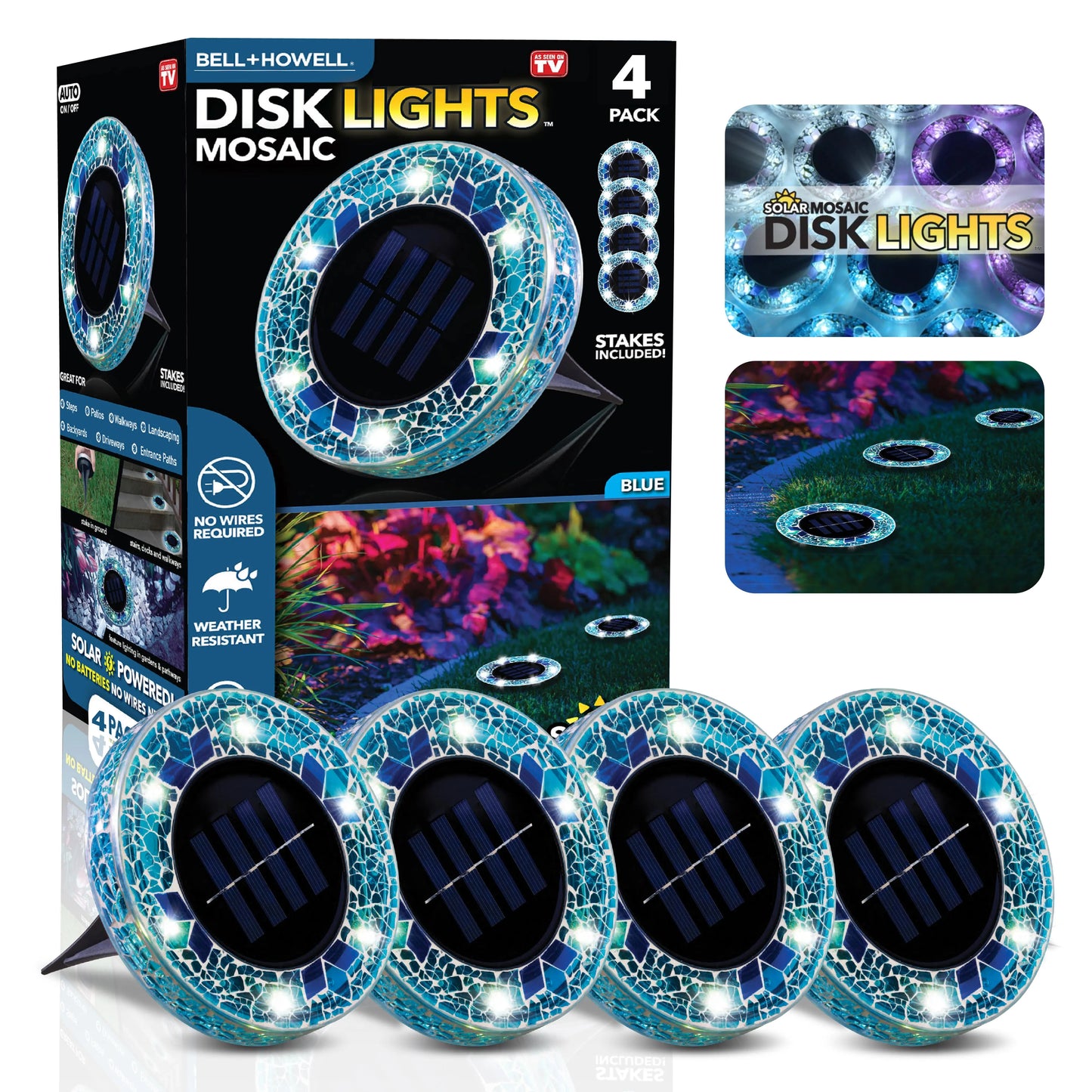 ⏰LAST DAY SALE: 🔥🌞 Solar Stained Glass Mosaic Disk Lights – Wireless Waterproof Outdoor LED Pathway Lights for Gardens, Patios, Walkways & Yard Décor