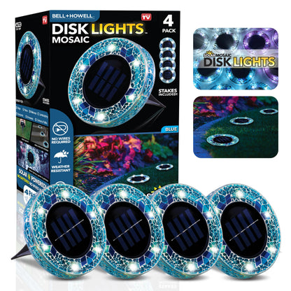 ⏰LAST DAY SALE: 🔥🌞 Solar Stained Glass Mosaic Disk Lights – Wireless Waterproof Outdoor LED Pathway Lights for Gardens, Patios, Walkways & Yard Décor