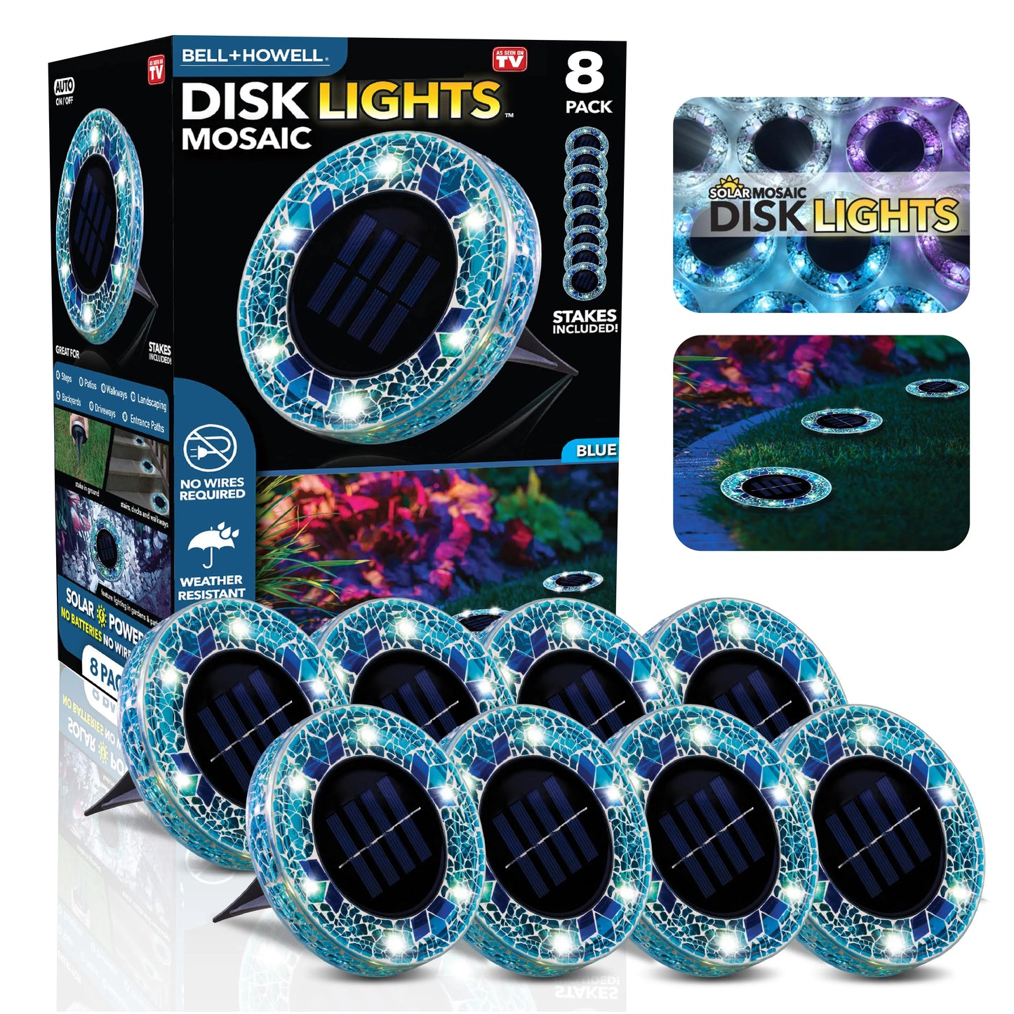 ⏰LAST DAY SALE: 🔥🌞 Solar Stained Glass Mosaic Disk Lights – Wireless Waterproof Outdoor LED Pathway Lights for Gardens, Patios, Walkways & Yard Décor