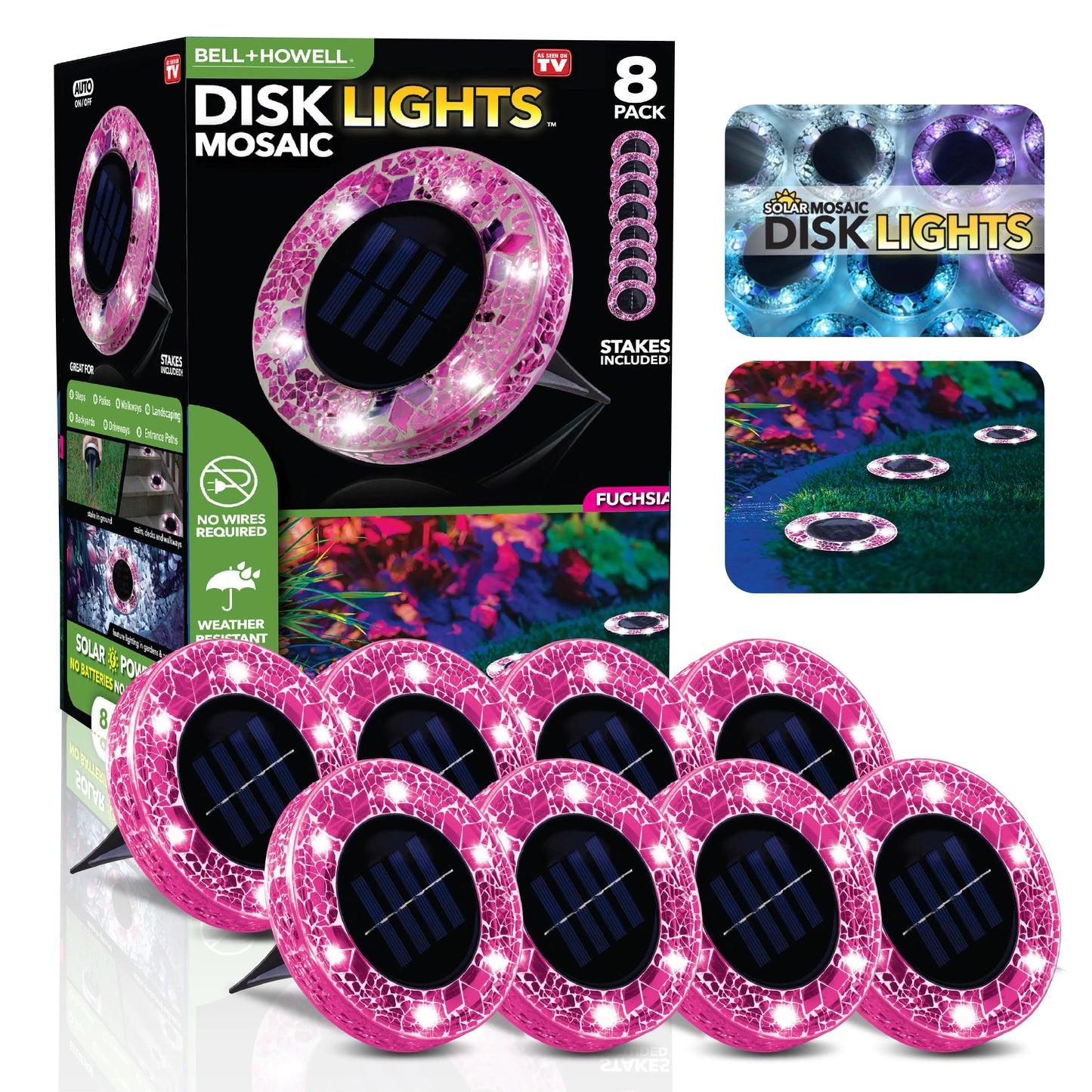 ⏰LAST DAY SALE: 🔥🌞 Solar Stained Glass Mosaic Disk Lights – Wireless Waterproof Outdoor LED Pathway Lights for Gardens, Patios, Walkways & Yard Décor