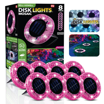 ⏰LAST DAY SALE: 🔥🌞 Solar Stained Glass Mosaic Disk Lights – Wireless Waterproof Outdoor LED Pathway Lights for Gardens, Patios, Walkways & Yard Décor