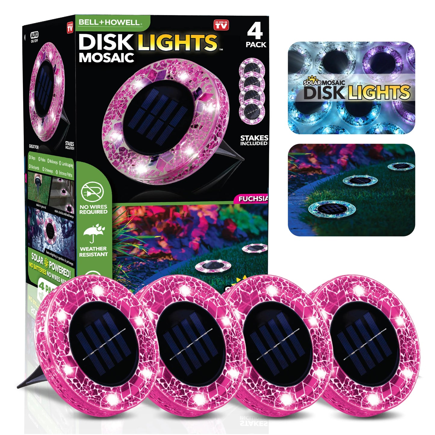 ⏰LAST DAY SALE: 🔥🌞 Solar Stained Glass Mosaic Disk Lights – Wireless Waterproof Outdoor LED Pathway Lights for Gardens, Patios, Walkways & Yard Décor
