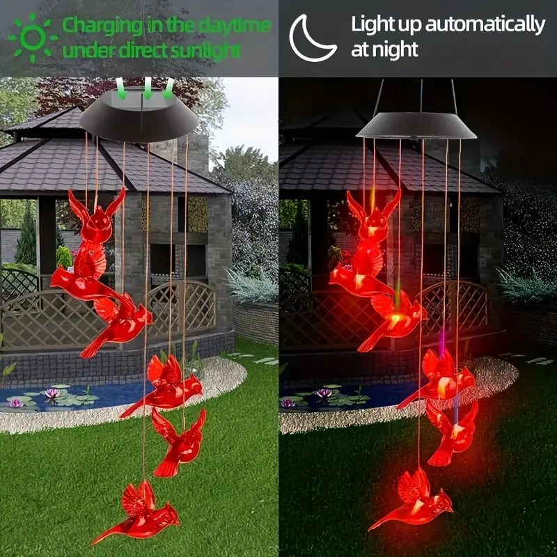 🔥2026 New Model🔥-🐦Solar Cardinal Bird Bell Lights, Outdoor Garden Decor