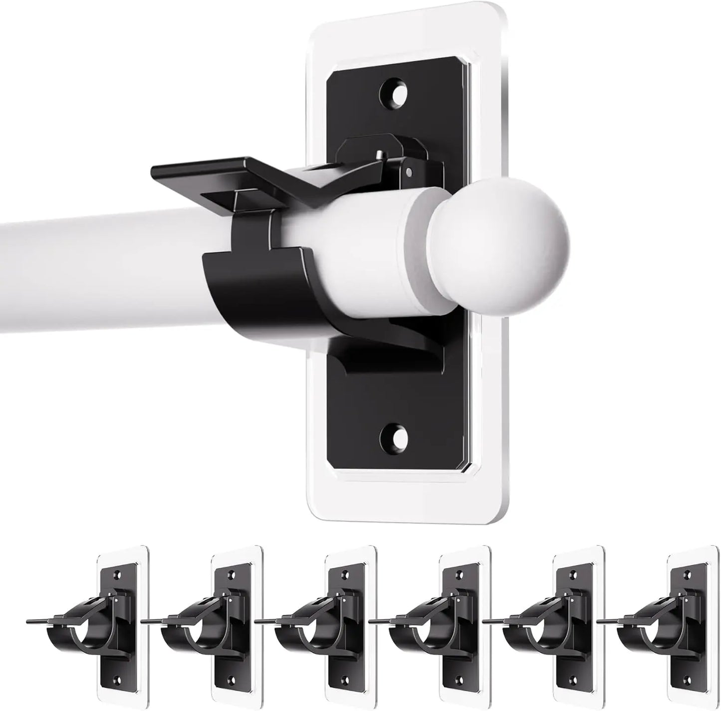 🏠6-Pack Self-Adhesive Curtain Rod Brackets