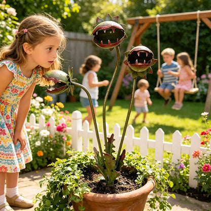 ⏰LAST DAY SALE: 🔥Whimsical Metal Carnivorous Plant Garden Stake, Carnivorous Plant Flower Sculpture for Outdoor Garden, Patio Decor🌷😈