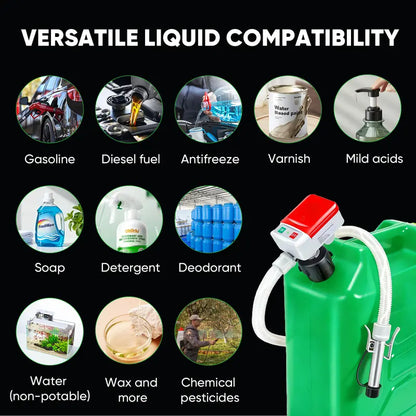 ⛽Automatic Fuel Transfer Pump with Auto-Stop, 51" Long Hose, Battery or USB-C Powered Portable Gas Pump for Gasoline, Diesel, Oil & Water