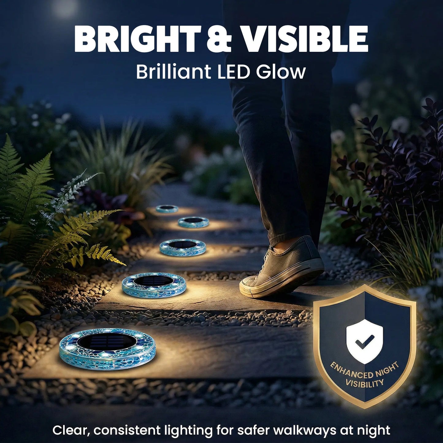 ⏰LAST DAY SALE: 🔥🌞 Solar Stained Glass Mosaic Disk Lights – Wireless Waterproof Outdoor LED Pathway Lights for Gardens, Patios, Walkways & Yard Décor