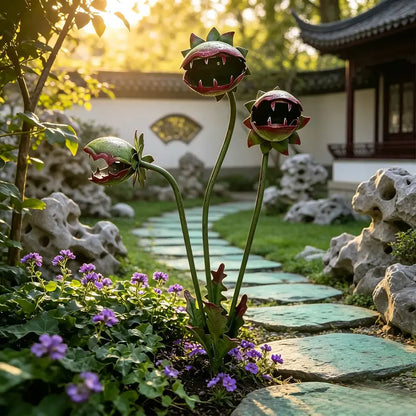 ⏰LAST DAY SALE: 🔥Whimsical Metal Carnivorous Plant Garden Stake, Carnivorous Plant Flower Sculpture for Outdoor Garden, Patio Decor🌷😈