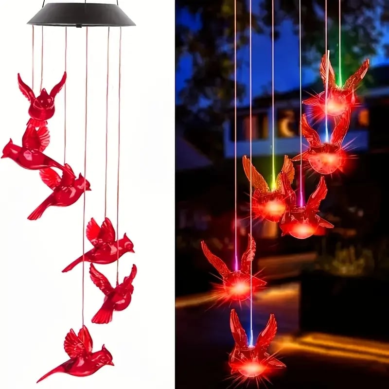🔥2026 New Model🔥-🐦Solar Cardinal Bird Bell Lights, Outdoor Garden Decor
