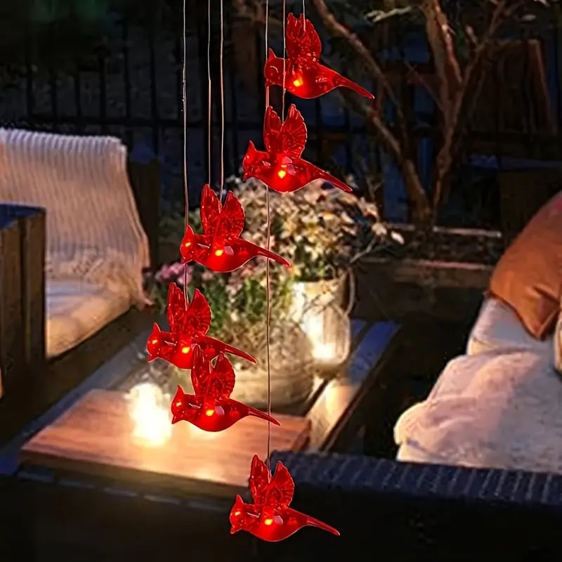 🔥2026 New Model🔥-🐦Solar Cardinal Bird Bell Lights, Outdoor Garden Decor