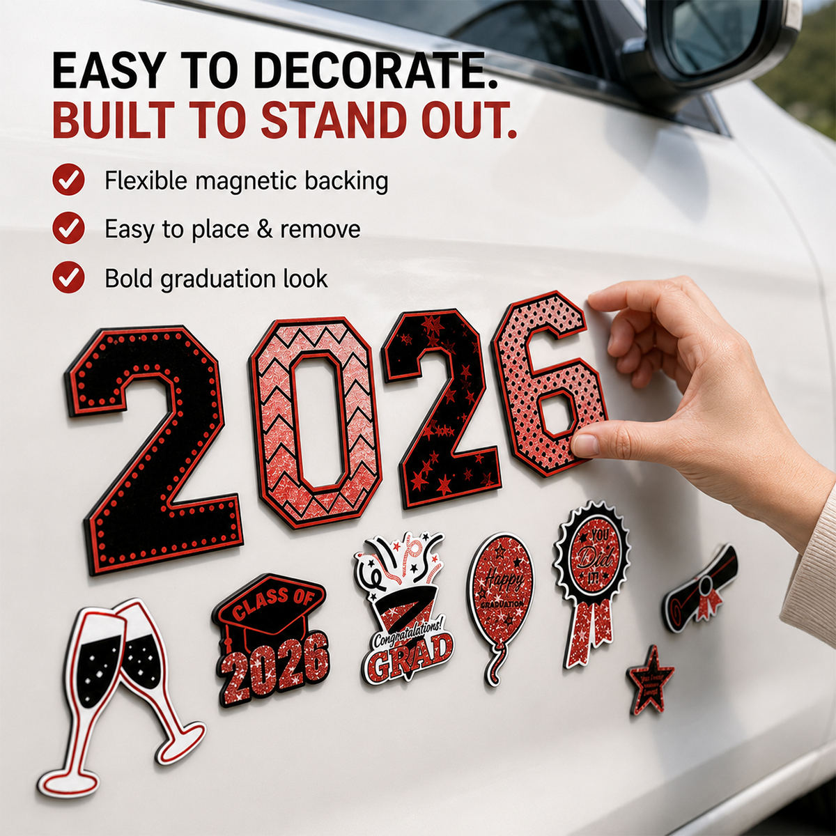 🔥Last Day 60% OFF -20 Pcs Graduation Magnets 2026 Cruise Door Car Magnets Congrats Grad Cap Magnetic Decorations for Refrigerator Garage Cruise Door Party Stickers