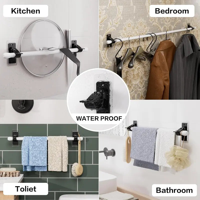 🏠6-Pack Self-Adhesive Curtain Rod Brackets
