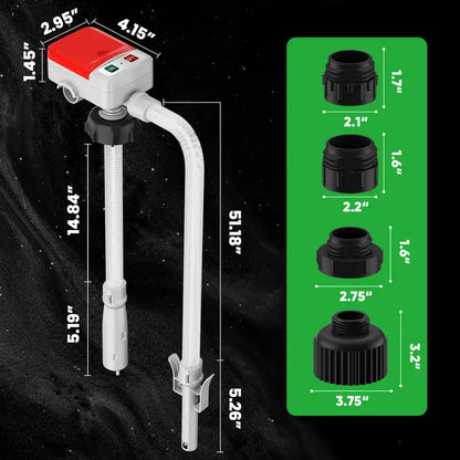 ⛽Automatic Fuel Transfer Pump with Auto-Stop, 51" Long Hose, Battery or USB-C Powered Portable Gas Pump for Gasoline, Diesel, Oil & Water