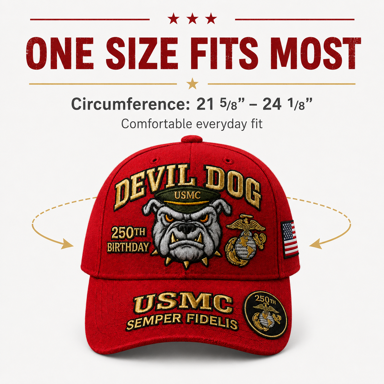 🔥 Father’s Day Sale - ❤️Devil Dog USMC 250th Birthday Commemorative Embroidered Cap（Printed） 🇺🇸