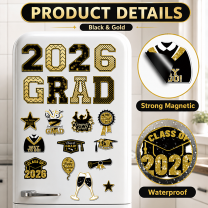 🔥Last Day 60% OFF -20 Pcs Graduation Magnets 2026 Cruise Door Car Magnets Congrats Grad Cap Magnetic Decorations for Refrigerator Garage Cruise Door Party Stickers