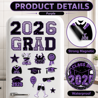 🔥Last Day 60% OFF -20 Pcs Graduation Magnets 2026 Cruise Door Car Magnets Congrats Grad Cap Magnetic Decorations for Refrigerator Garage Cruise Door Party Stickers