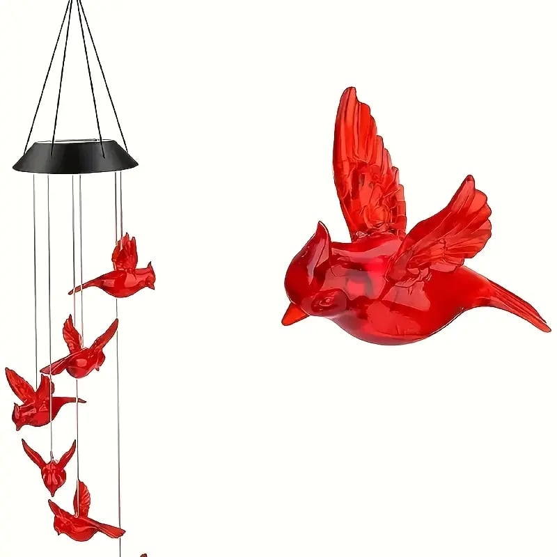 🔥2026 New Model🔥-🐦Solar Cardinal Bird Bell Lights, Outdoor Garden Decor