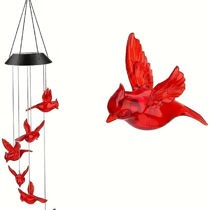 🔥2026 New Model🔥-🐦Solar Cardinal Bird Bell Lights, Outdoor Garden Decor