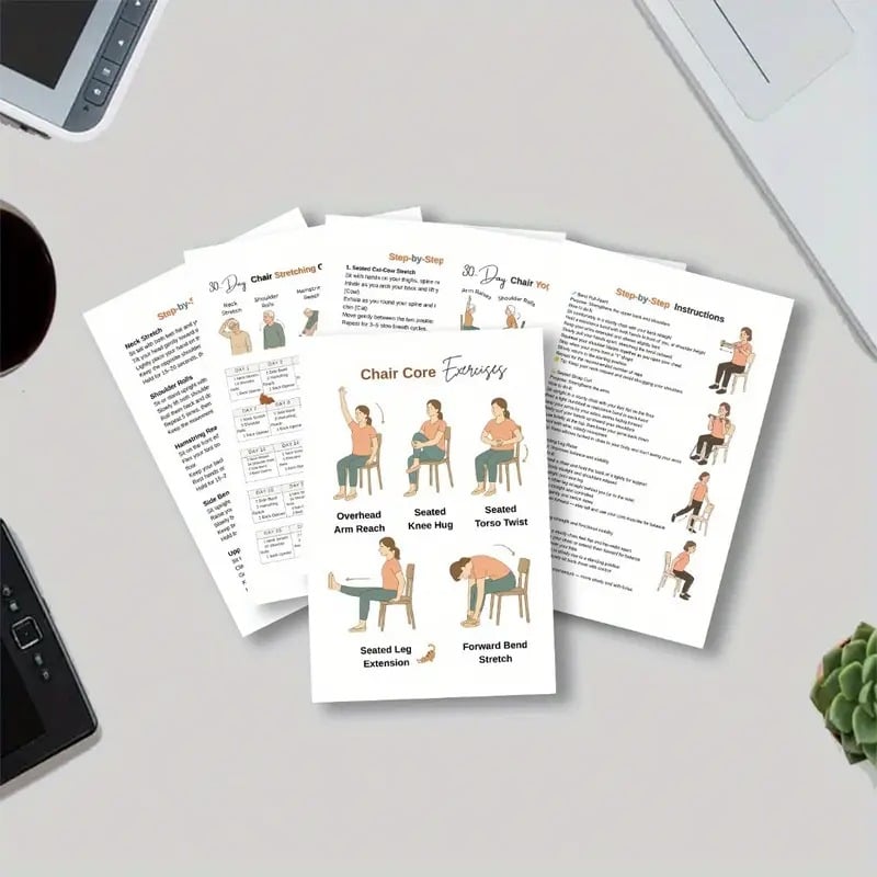 🔥30-Day Chair Yoga Weight Loss Spiral Notebook & Exercise Guide