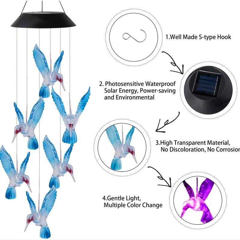 🔥2026 New Model🔥 -🦋✨ Enhance Your GardenCreative Bird Design Solar Wind Chimes