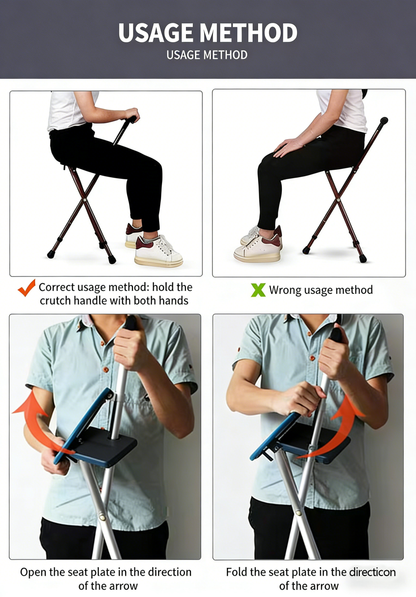 Tired of Walking Fatigue & No Place to Rest? This 2-in-1 Cane-Stool Lets Seniors Walk & Sit Anytime, Anywhere!