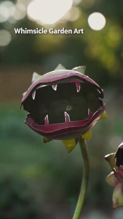 ⏰LAST DAY SALE: 🔥Whimsical Metal Carnivorous Plant Garden Stake, Carnivorous Plant Flower Sculpture for Outdoor Garden, Patio Decor🌷😈