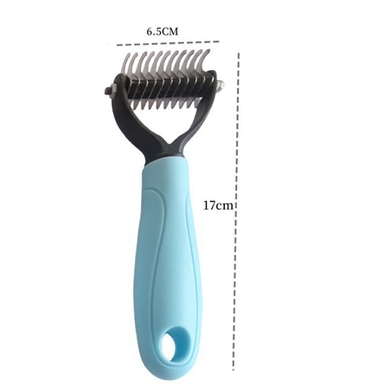 ⏰LAST DAY SALE: 🔥Pet Grooming Brush-Double Sided Hurtless Shedding and Dematting Undercoat Rake Comb for Dogs and Cats, No More Nasty Shedding or Flying Hair